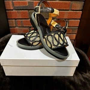 CLERGERIE Felipie Raffia and Leather Sandals - Size 9.5 NEW in Box